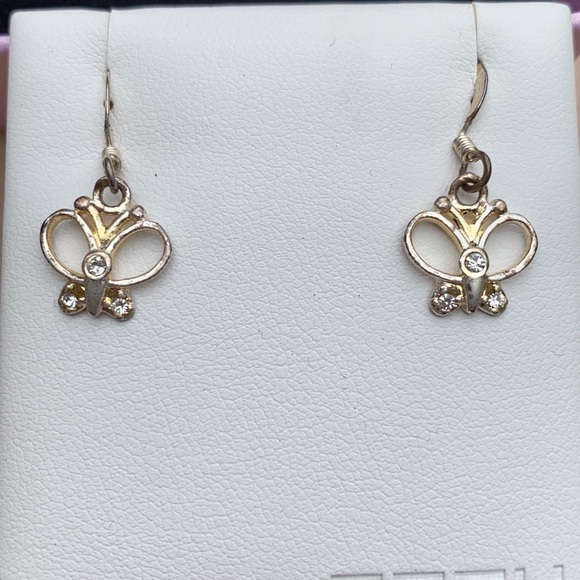 Sterling Silver Butterfly Dangle Earrings - Picture 1 of 13